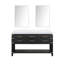 Meuble-lavabo double avec miroirs et tablette ouverte