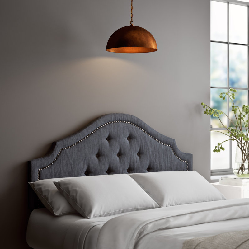 Miccah Upholstered Panel Headboard, Dark Gray, Full