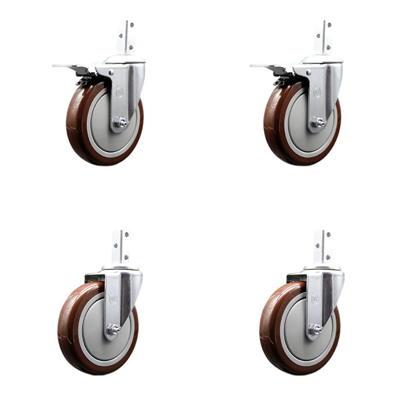 4 Piece Poly Caster Set, Red