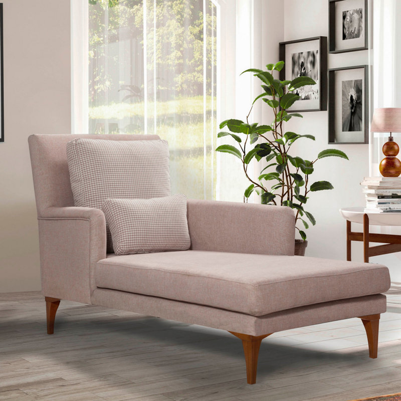 Yaphank Upholstered Chaise Lounge, Powder