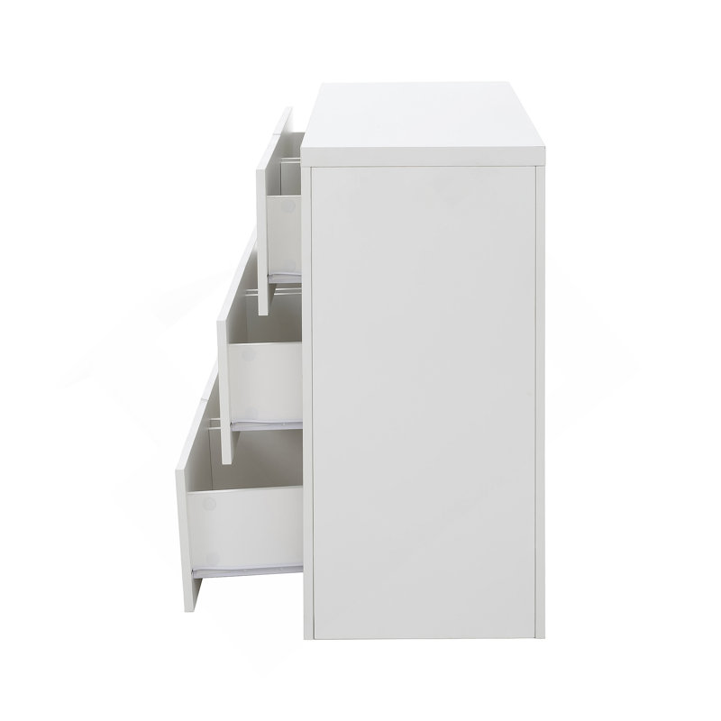 Six tiroirs, bureau amovible, trois compartiments de rangement, table multifonctionnelle blanche à six pompes