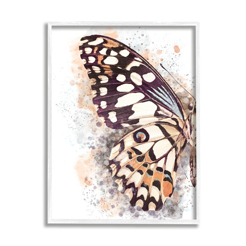 Gros plan sur une aile de papillon, Cadre blanc, H 30 po x l 24 po