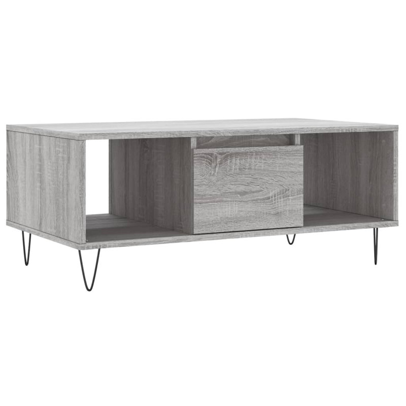 Nairah Four Leg Coffee Table with Storage, Grey Sonoma