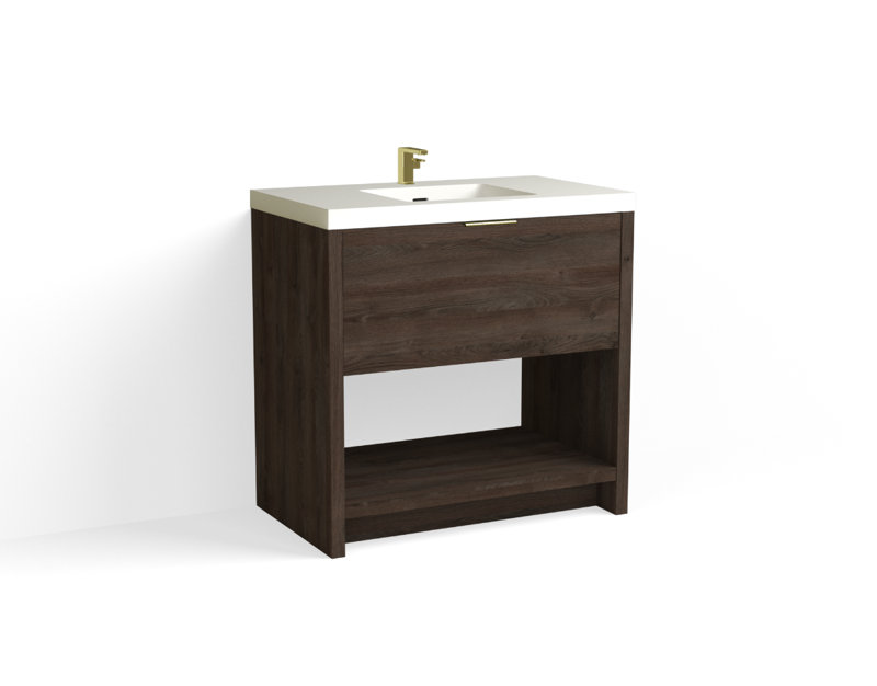 Vista 36" W Freestanding Single Bathroom Vanity, White Matte, Biondo/Polished Nickel, Single-Hole