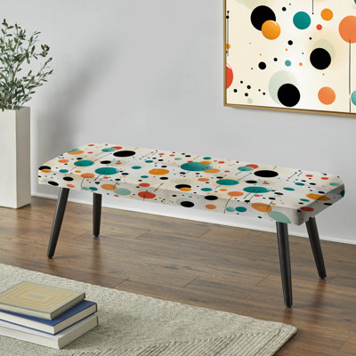 Blue And Black Fun Polka Dot Delights - Vintage Upholstered Black Bench
