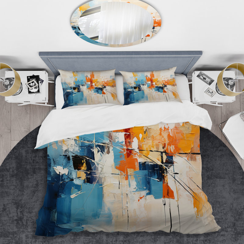 Ensemble de housse de couette Paper Euphoria I - Abstract Collages, Housse de couette pour grand lit et 2 taies décor