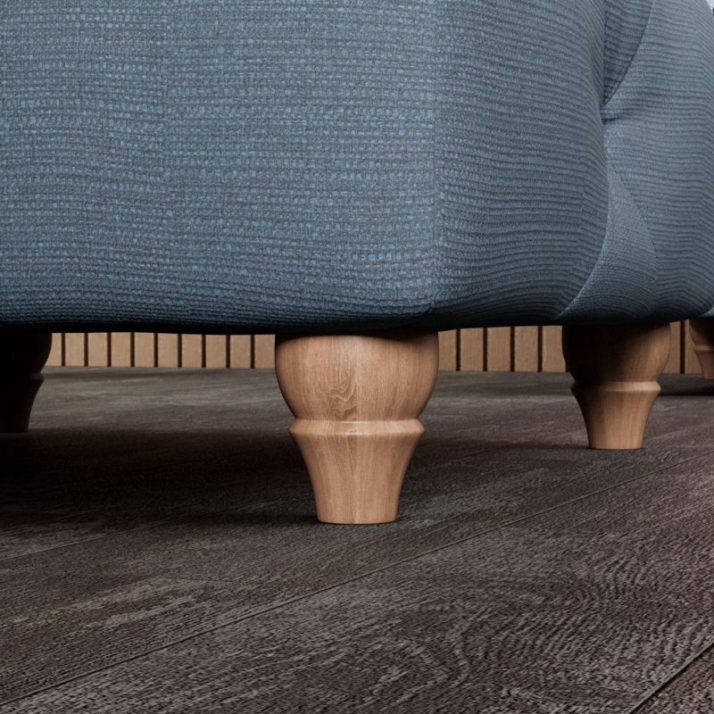 Ellrich 65cm Wide Tufted Rectangle No Pattern Footstool Ottoman, Deep Blue, Walnut