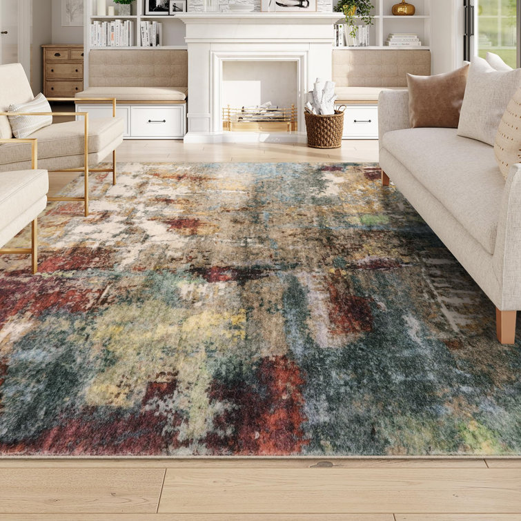 Kayo Modern Abstract Washable Area Rugs for Bedroom Soft Large Accent Carpet for Living Room Home Decor