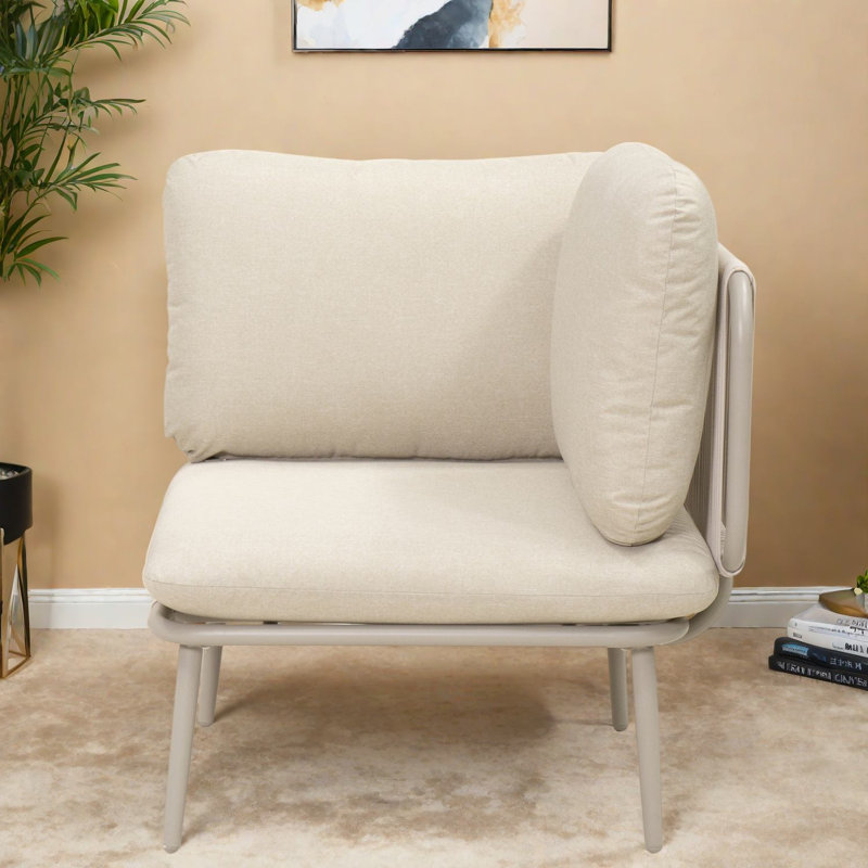Chaise de coin modulaire modulaire, siège de patio moderne en corde de métal