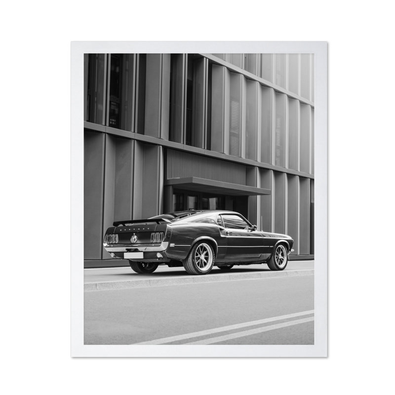 Voiture dans la rue, Poster, 12"H x 16"W, White Framed