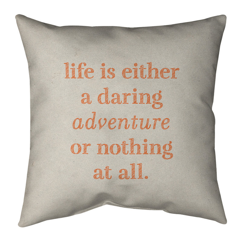 Coussin Handjet, 20 po x 20 po, Beige / orange, Housse de coussin seulement - sans coussin