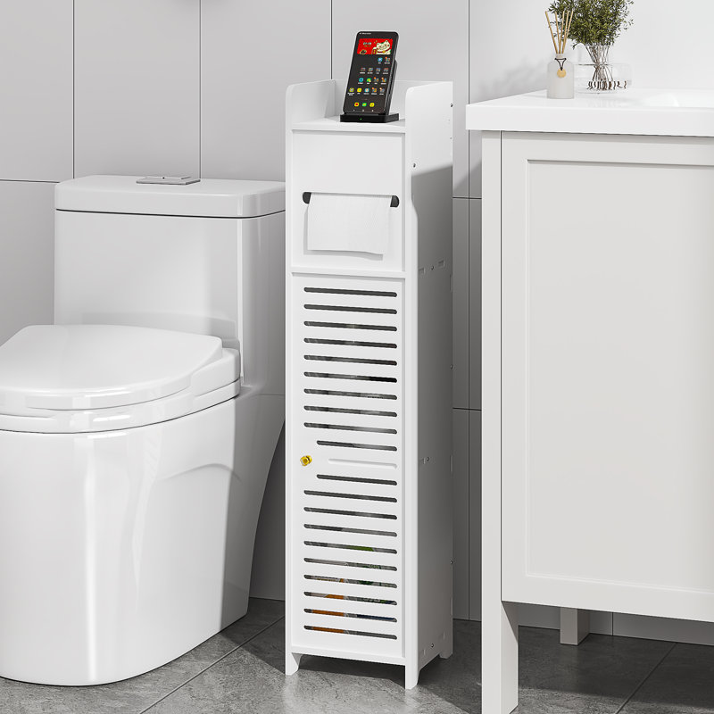 Haslom Freestanding Toilet Paper Holder Stand, Over The Toilet Storage Cabinet, Bathroom Storage Cabinet For Small Spaces