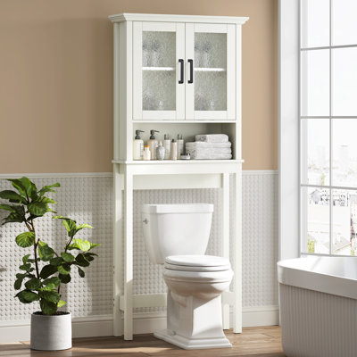 Germell Manufactured Wood Freestanding Glass Door Over the Toilet Storage