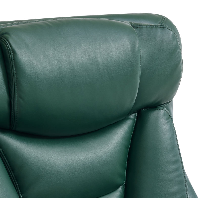 Kalson Swivel Recliner with Ottoman, Reclining Chair with Adjustable Back, Faux Leather, Green Faux Leather