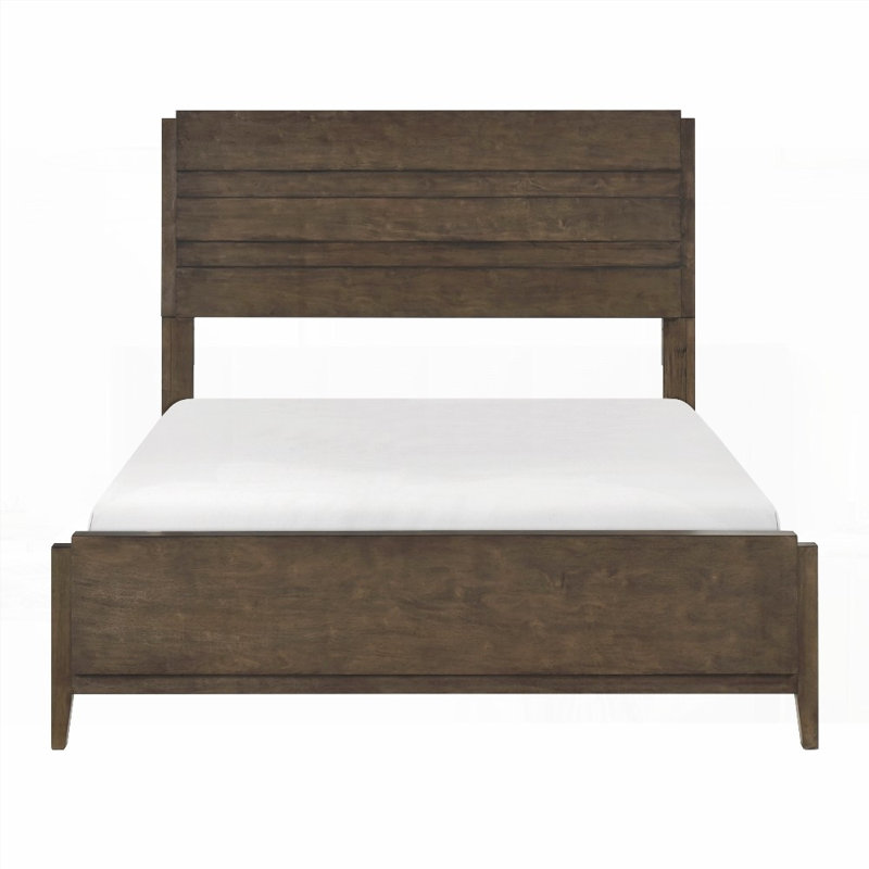 Structure de grand lit robuste avec finition noyer foncé (aucun sommier nécessaire) - 63 po x 85,5 po x H 52 po