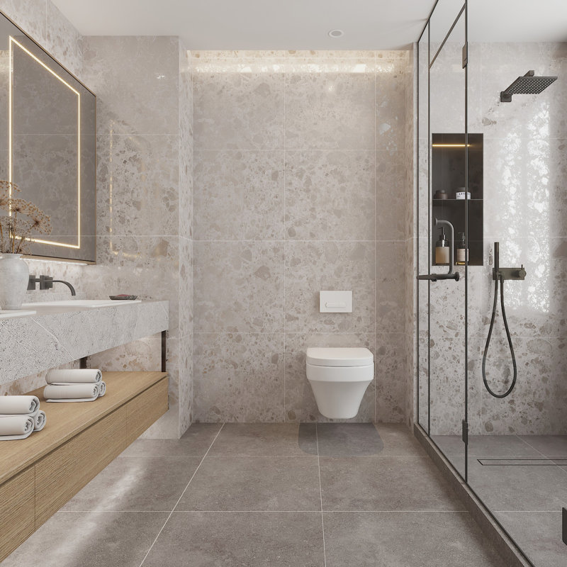 Ambience 24" x 24" Porcelain Stone Look Wall & Floor Tile, Ivory