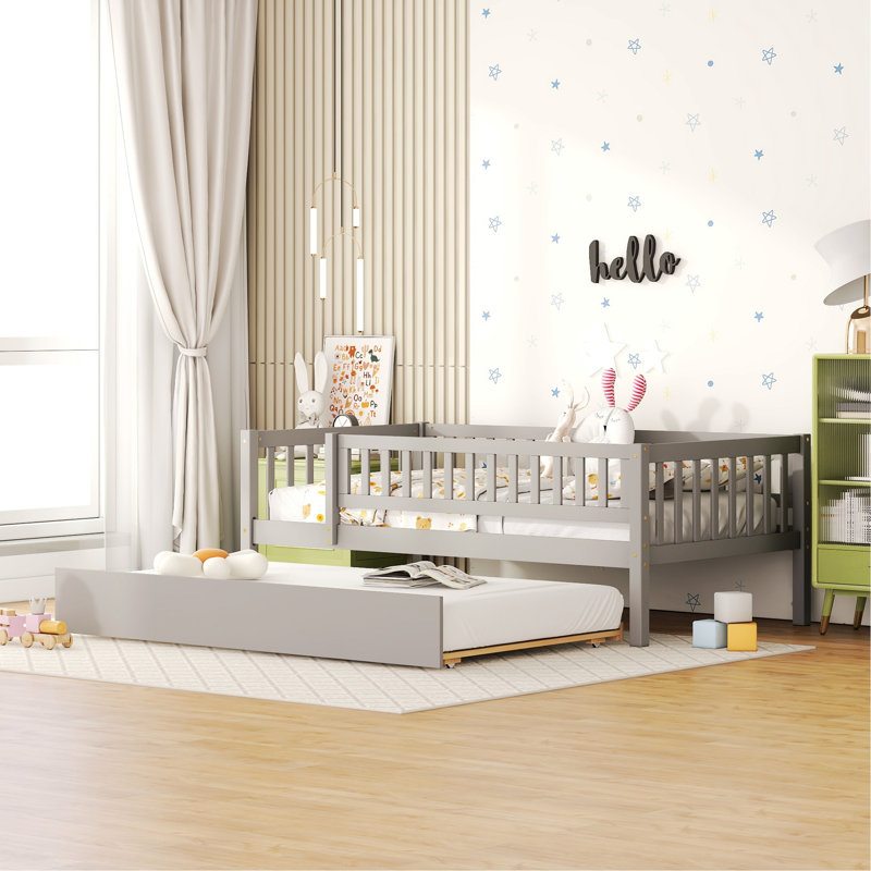 Lit de jour avec couchette Strella, Gris, Lit simple