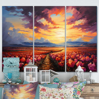 Danemark, multicolore «Tulip Fields IV», ensemble d'art mural floral en métal
