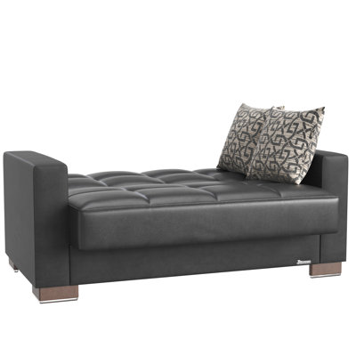Cuir avec fonction de rangement, pratique et élégant pour les appartements convertibles, cuir, dortoirs chic et polyvalents