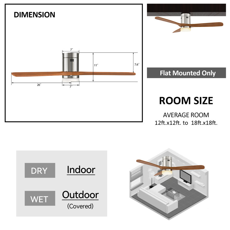  52'' Ceiling Fan with LED Lights