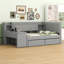 Lit de jour rembourré avec tiroirs, tablettes, armoires rabattables et table d'appoint-114217340