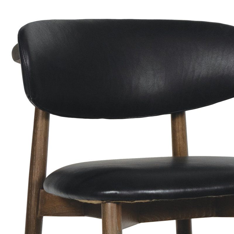 Ethan Leather Bar Stool, Black