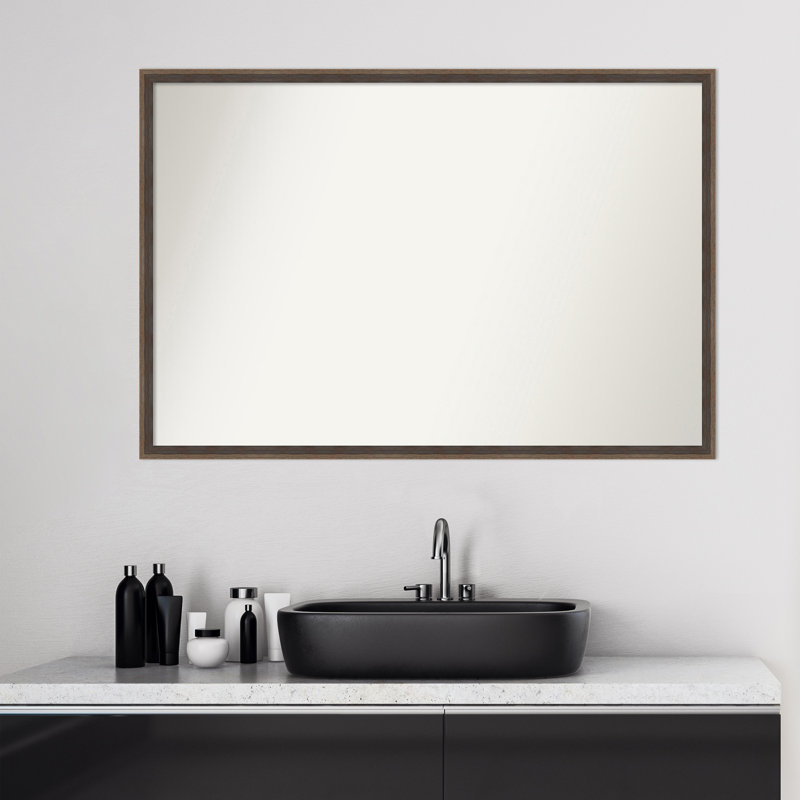 Miroir mural non biseauté en bois franc, H 25,25 po x l 37,25 po