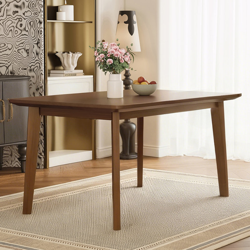 Table à manger - Structure en bois massif, table à manger moderne et minimaliste pour cuisine, salle à manger, salon, Noyer