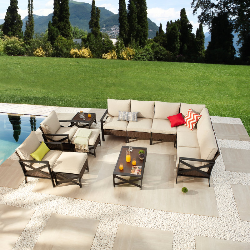 Ajai 8 - Person Modular Patio Conversation Sets with Cushions