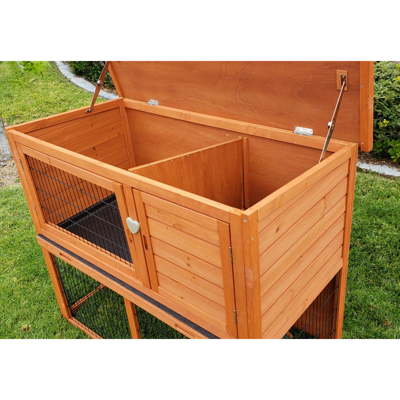 Rugged Ranch 2 Story Bunny Cottage Small Animal Hutch for Rabbit, Guinea Pig, Turtle & More