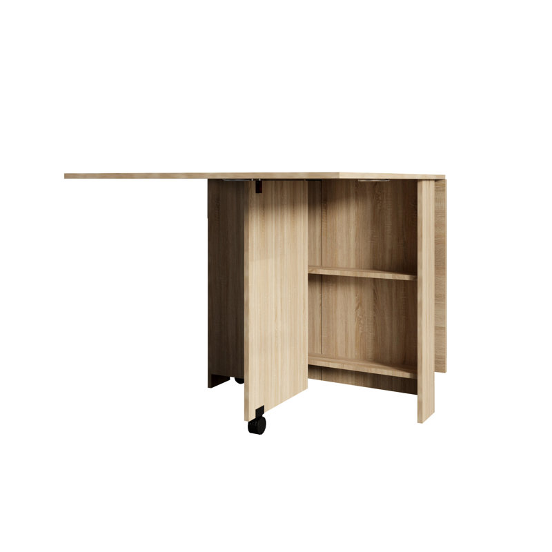 Folding Dining Table With Storage Options, Rectangular, 6 Seats, Modern Design, Poplar Wood, Easy To Assemble & Keep Clean And Tidy 2 Storages, Rectangular Shape, Modern, Sanitize