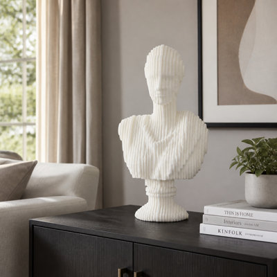 Statue exquise en résine de quartz Darcy de 20 po de Sagebrook Home, élégante résine blanche, sculptures décoratives artistiques pour les connaisseurs