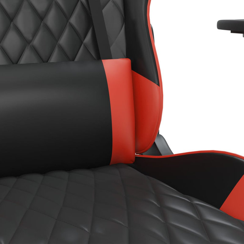 Massage Gaming Chair with Footrest Faux Leather, Black/Red