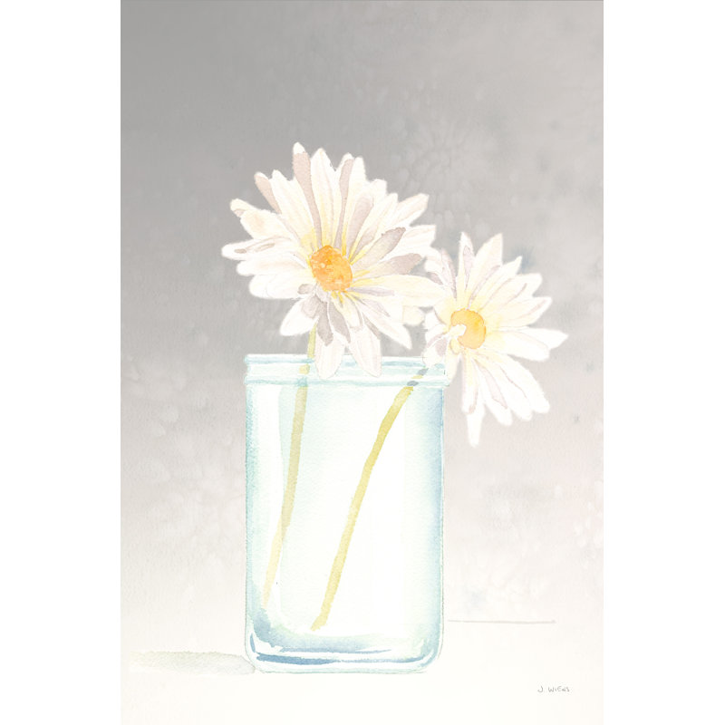 Fleurs dans un pot, marguerites, bouquet, floral, fleurs, paisible, tranquille, doux, propre, bleu marine, vert, sur gris, blanc