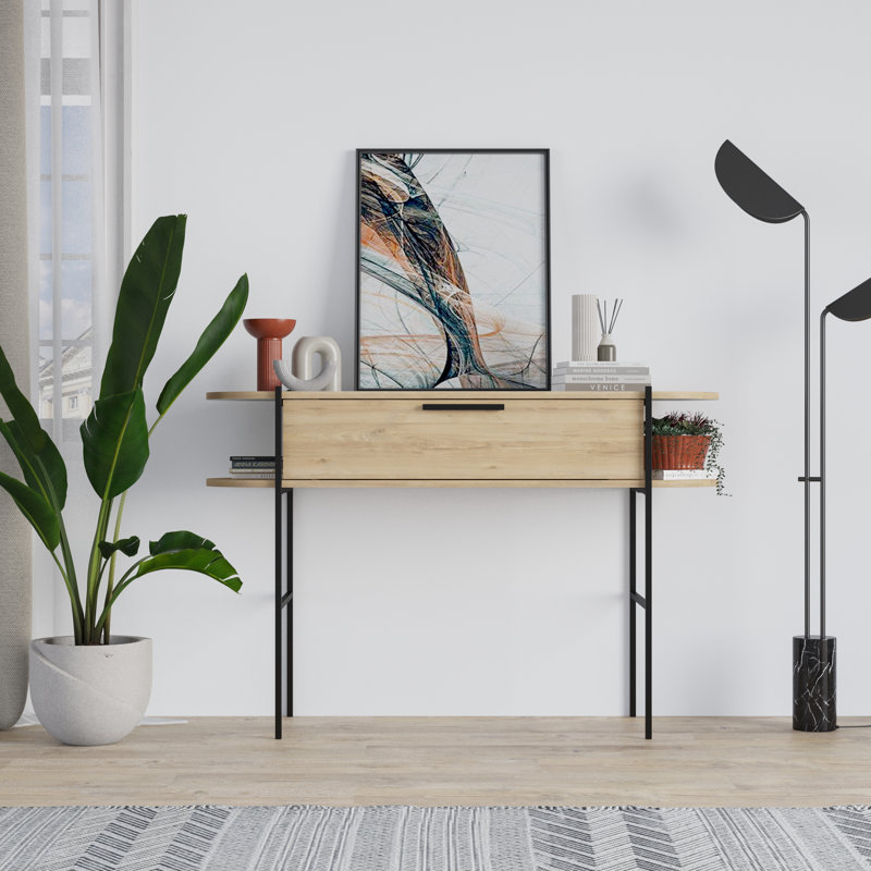 Germany 130cm Console Table, Light Grey/Natural