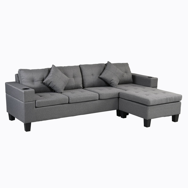 Canapé modulaire 2 pièces Lucea, Tissu gris - Revolution Performance