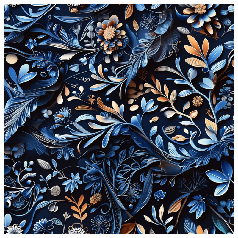 Housses de couette à motif floral bleu bronze, Grand lit