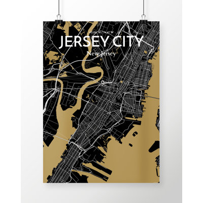 Jersey City Map - No Frame Print
