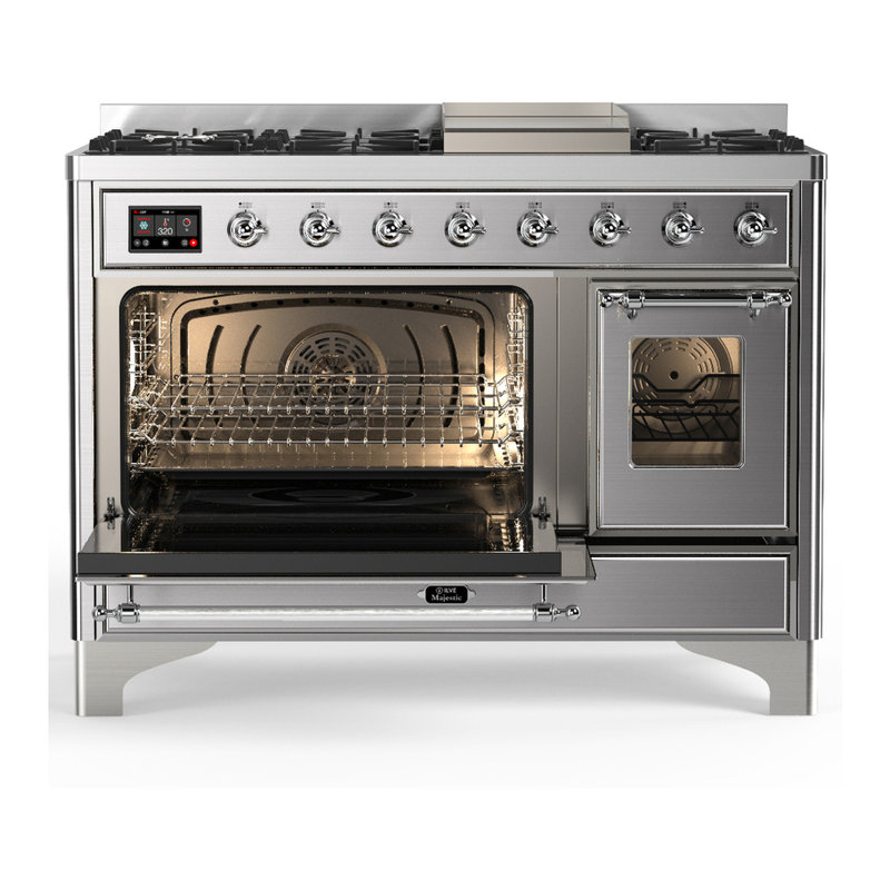 Majestic III Series 48 Inch Dual Fuel Range with 5 Sealed Burners, Griddle, Frenchtop in Matte Graphite (Liquid Propane, Burnished Trim)