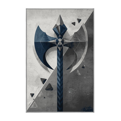 Tapis géométrique rustique gris lavable à la machine Orrville Viking Axe