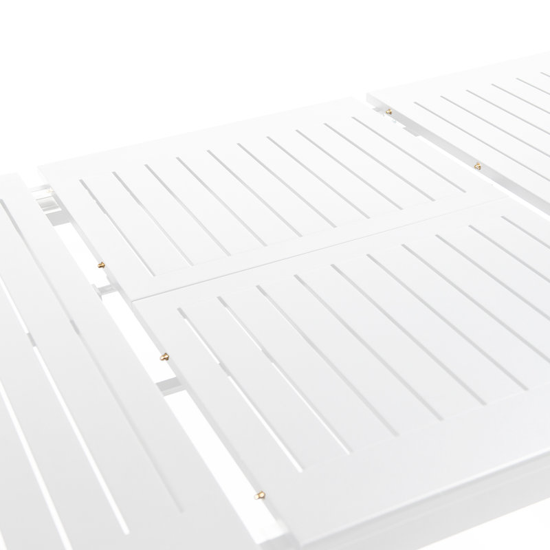 108.3'' x 39.4'' 10-Person Extendable Rectangular Aluminum Outdoor Dining Table with Built-in Table Leaf, White