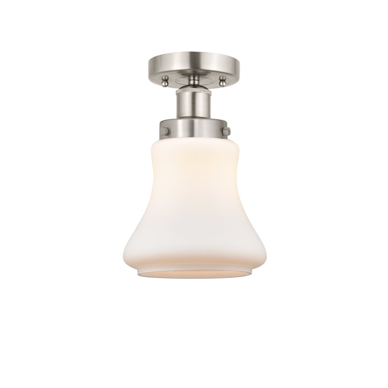 Plafonnier semi-encastré en verre Cahuilla, Blanc mat, Nickel satiné brossé