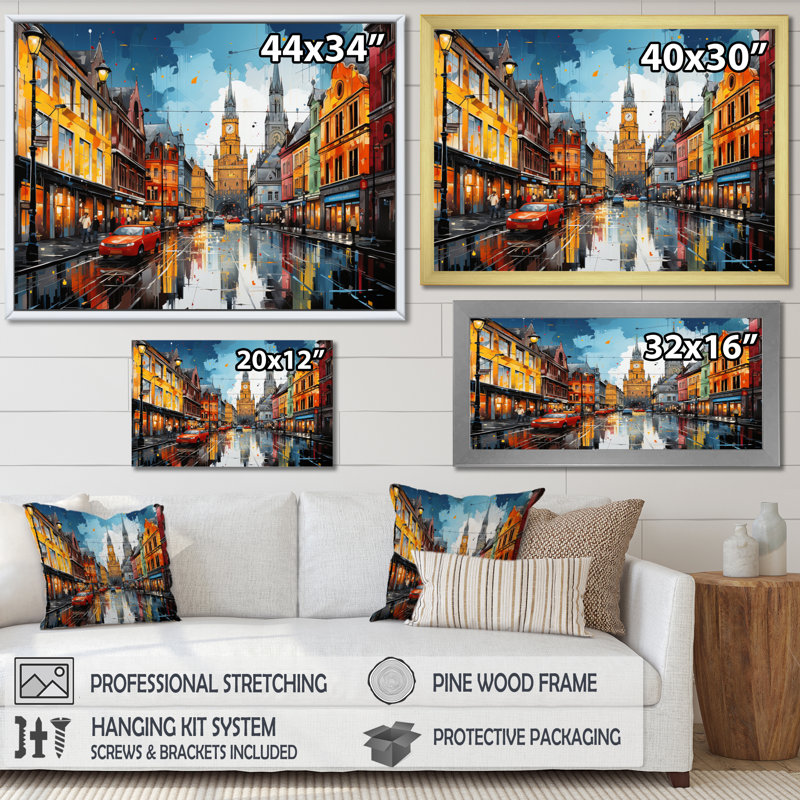 «City Munich Popart III», reproduction sur toile, Toile tendue, H 12 po x l 20 po x P 1 po