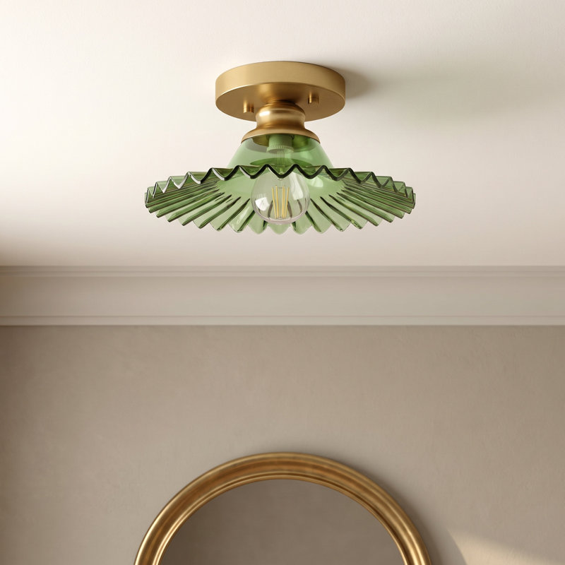 Saffron Glass Flush Mount, Green