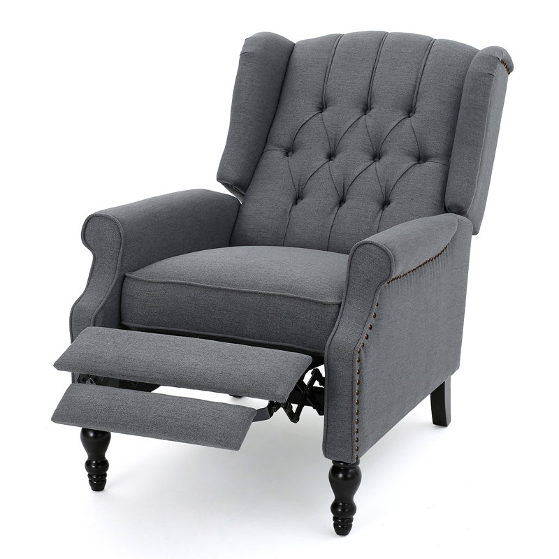 Fauteuil inclinable gris anthracite en tissu capitonné, Gris anthracite