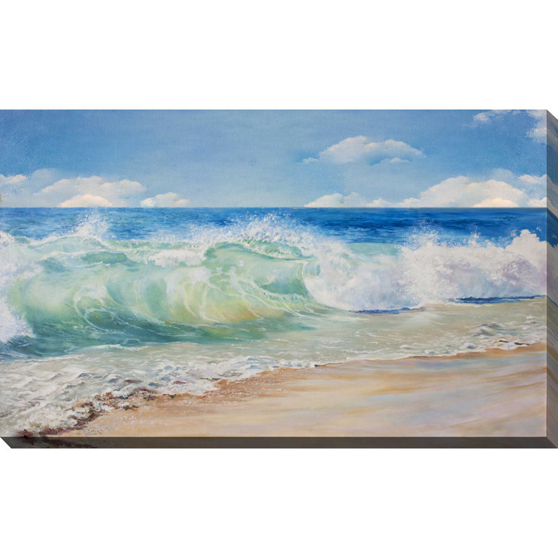 « paint waves on beach », reproduction d’impression sur toile tendue, H 18 po x l 30 po x P 1 po