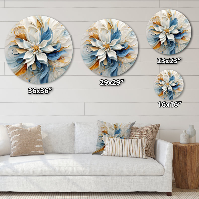 Halvorsen - Art floral rond en métal, H 29 po x l 29 po