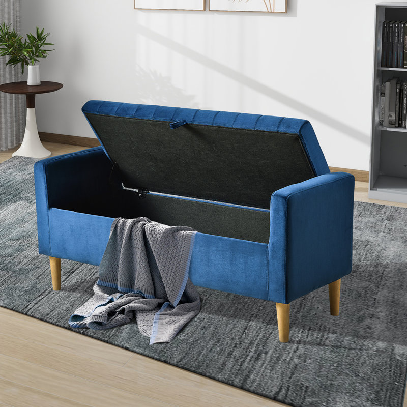 Banc de rangement avec repose-pieds 48 po, Bleu