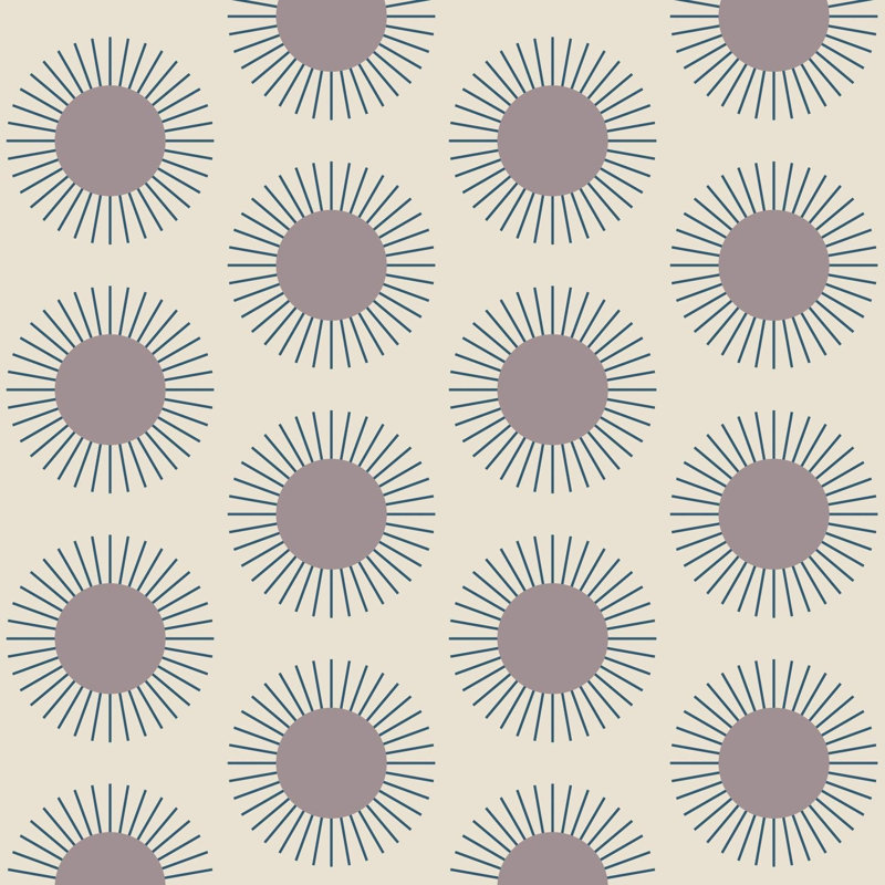 Sunburst - Wallpaper, Purple; Cream, Faux Grasscloth, Non-Pasted