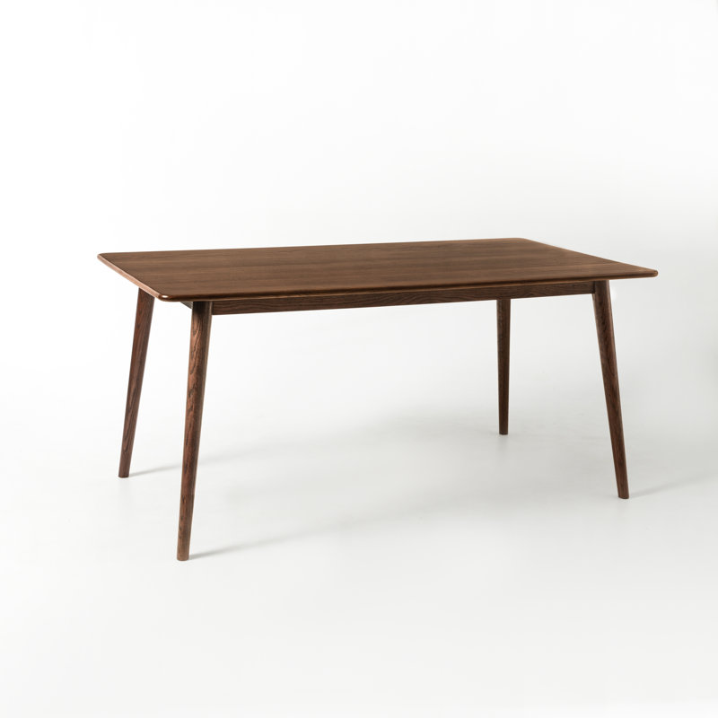 63" Solid Oak Wood Dining Table, Brown Wood